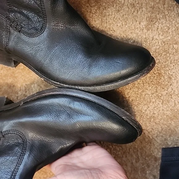 Frye Molly Gore Short Ankle Boots Black Leather W 7 1/2
