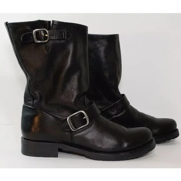 Frye Moto Boots, VERONICA, Black Leather Boots, Size 9 *NICE!*
