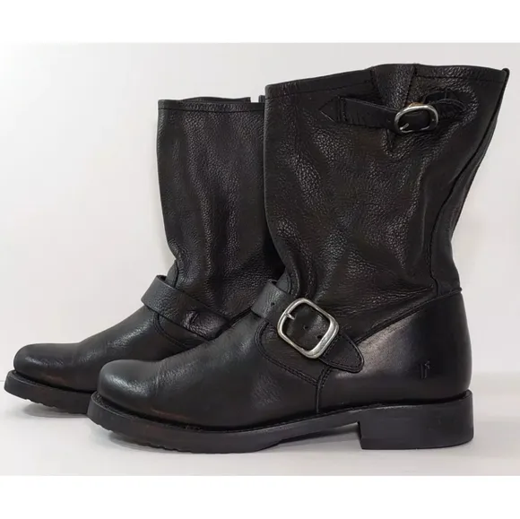Frye Moto Boots, VERONICA, Black Leather Boots, Size 9 *NICE!*