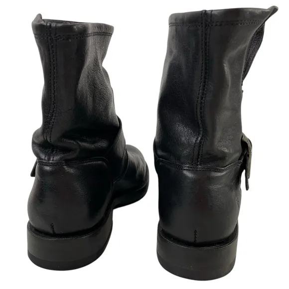 Frye Natalie Short Engineer Black Leather Boots Womens Size 7