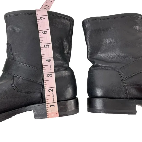 Frye Natalie Short Engineer Black Leather Boots Womens Size 7