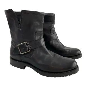 Frye Natalie Short Engineer Black Leather Boots Womens Size 7