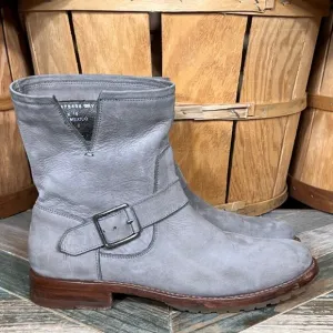 Frye Natalie Short Engineer Boot Gray Nubuck Pull-On Ankle Boots Womens Size 8.5