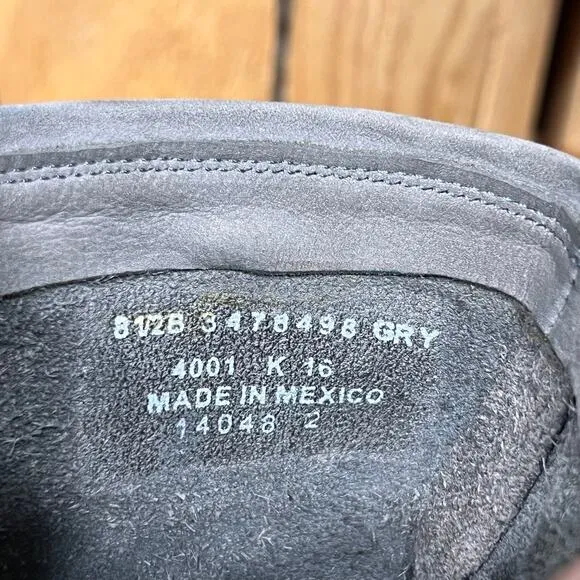 Frye Natalie Short Engineer Boot Gray Nubuck Pull-On Ankle Boots Womens Size 8.5