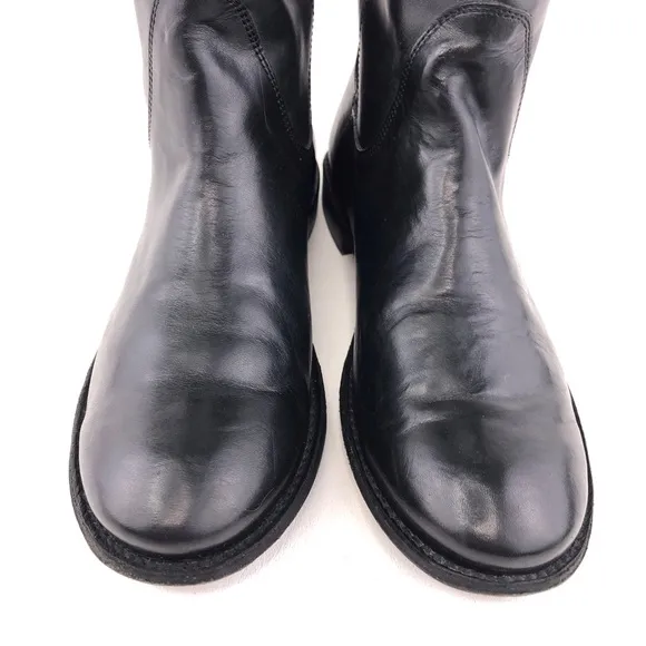 Frye Paige Short Black Leather Riding Boots 8B
