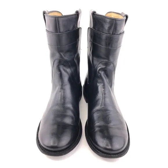 Frye Paige Short Black Leather Riding Boots 8B