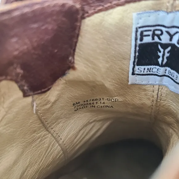 Frye Parker D-Ring Short Cognac Leather Zip Up Belted Heeled Ankle Bootie size 8