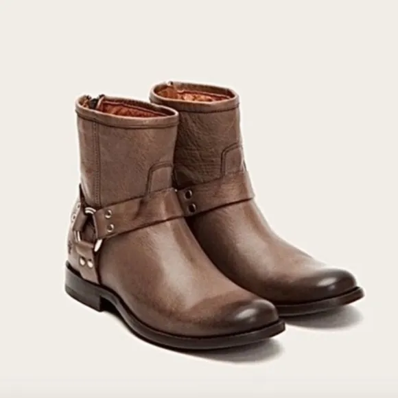 Frye |‎ ‘Phillip’ Harness Short Boot Grey