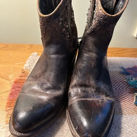 Frye short deborah studded boots, grey black, size 9