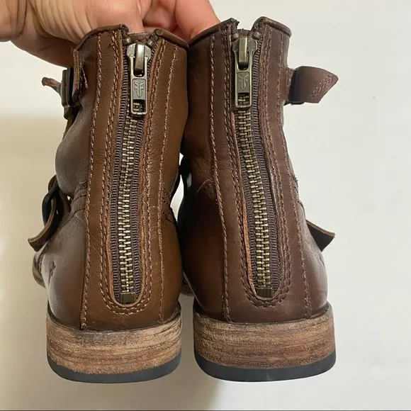 Frye Tyler Engineer Short Boots cognac leather 8.5 B