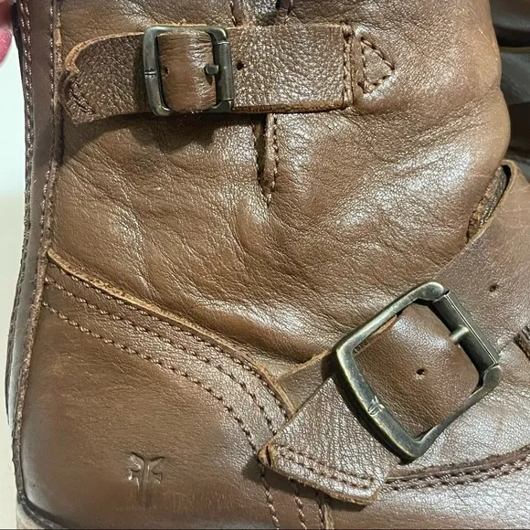 Frye Tyler Engineer Short Boots cognac leather 8.5 B