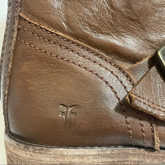 Frye Tyler Engineer Short Boots cognac leather 8.5 B