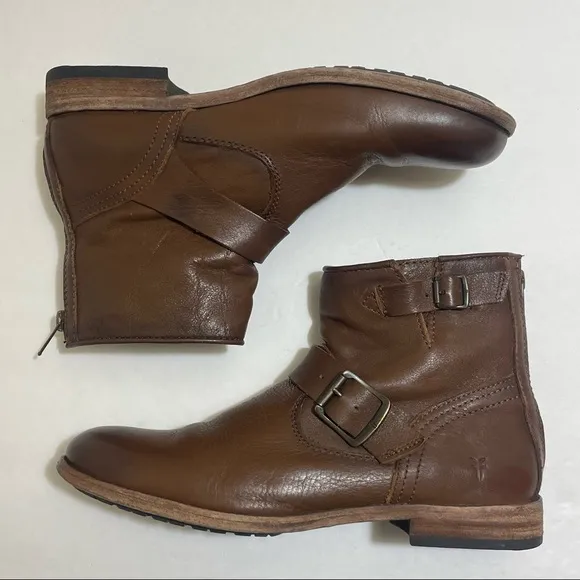 Frye Tyler Engineer Short Boots cognac leather 8.5 B