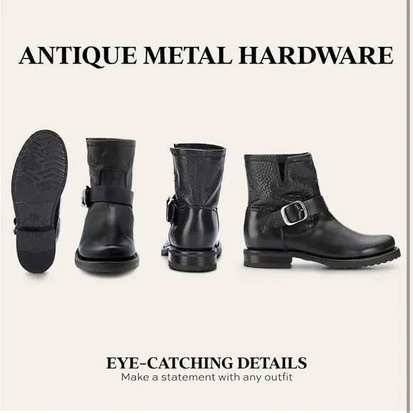 Frye Veronica Bootie Black Leather Ankle Boots Womens size 8 BNIB