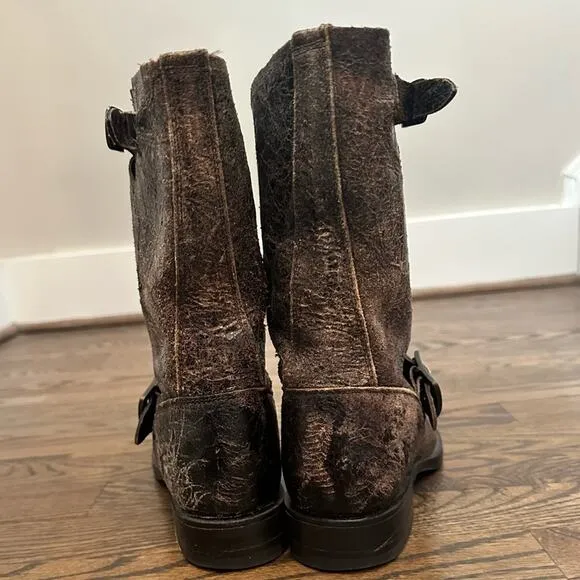 FRYE VERONICA SHORT Distressed Brown Boots Size 6.5 B