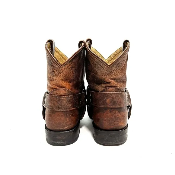 FRYE | Vintage Y2K women’s brown leather low rise harness biker boots