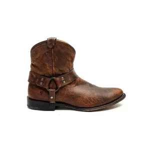 FRYE | Vintage Y2K women’s brown leather low rise harness biker boots