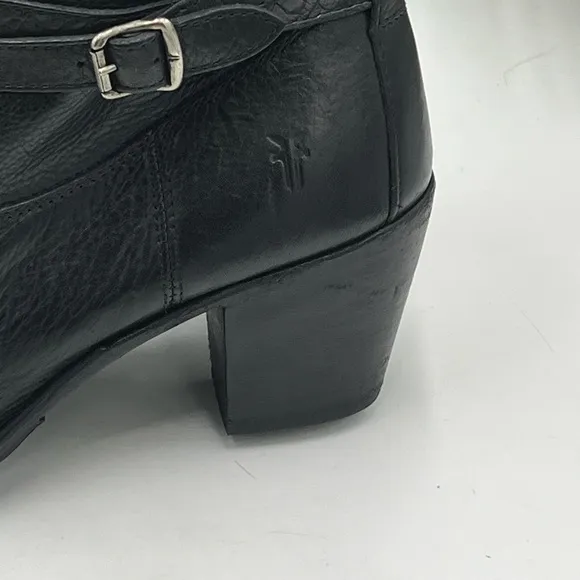 FRYE Womens 76291 Jackie Rivet Short Ankle Black Leather Heel Bootie Sz 7.5