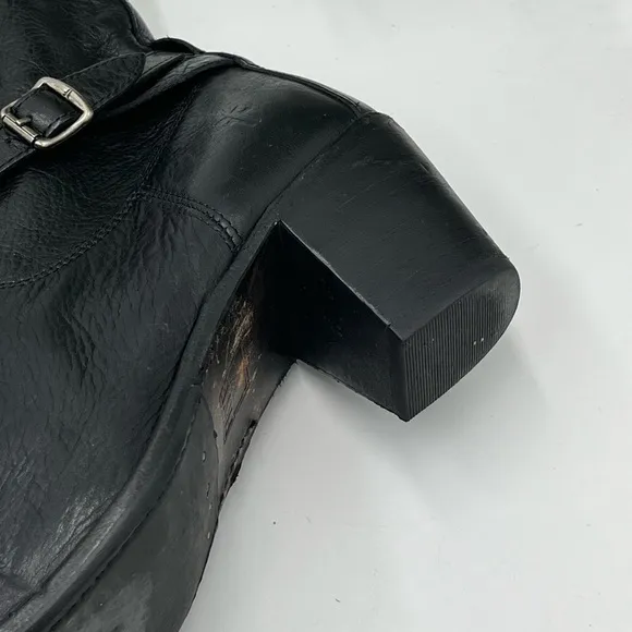FRYE Womens 76291 Jackie Rivet Short Ankle Black Leather Heel Bootie Sz 7.5
