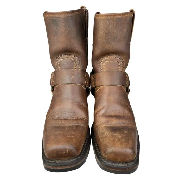 FRYE Women's 8R Short Harness Brown Leather Moto Biker Boots Size US 6