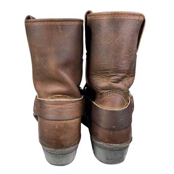 FRYE Women's 8R Short Harness Brown Leather Moto Biker Boots Size US 6