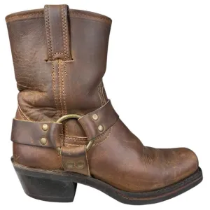 FRYE Women's 8R Short Harness Brown Leather Moto Biker Boots Size US 6