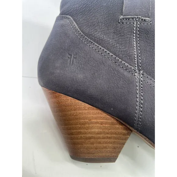 FRYE Womens Gray Nubuck Leather Western Ankle Bootie Size 9.5 US Zip