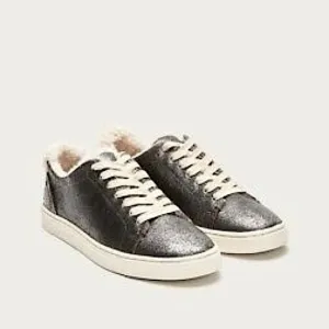 Frye Women's Ivy Shearling Low Lace Sneaker Anthracite Size 9