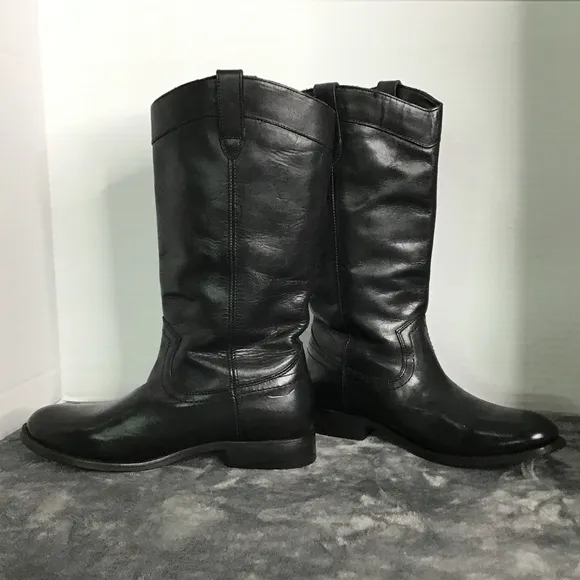 Frye Women's Melissa Button 3471447 Black Riding Boots - Size 6B Equestrian