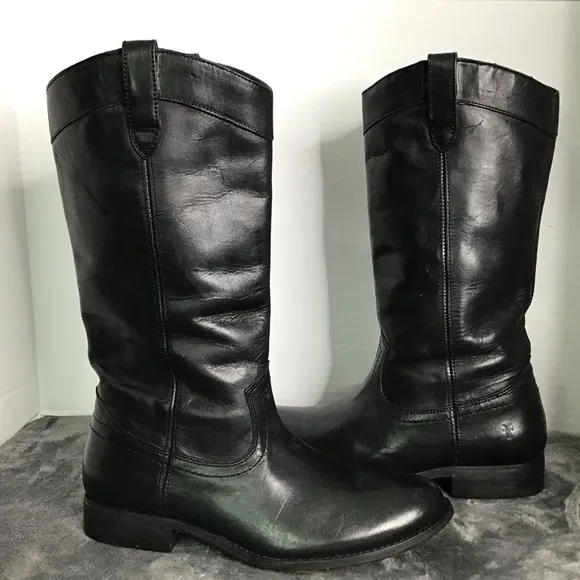 Frye Women's Melissa Button 3471447 Black Riding Boots - Size 6B Equestrian