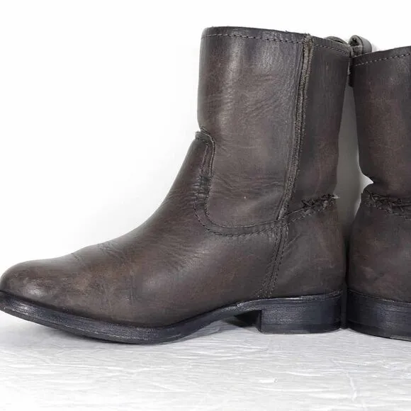 Frye Women's Melissa Slouch Short US 5,5 Brown Leather Pull On Ankle Boots