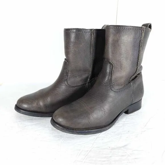 Frye Women's Melissa Slouch Short US 5,5 Brown Leather Pull On Ankle Boots