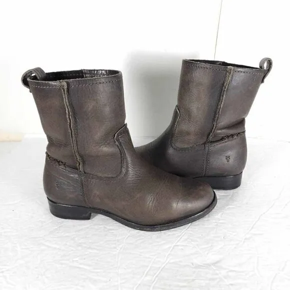 Frye Women's Melissa Slouch Short US 5,5 Brown Leather Pull On Ankle Boots