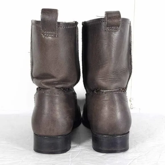 Frye Women's Melissa Slouch Short US 5,5 Brown Leather Pull On Ankle Boots