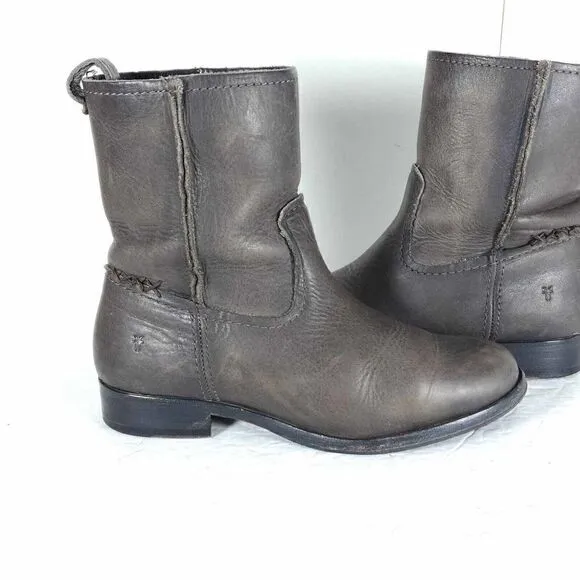 Frye Women's Melissa Slouch Short US 5,5 Brown Leather Pull On Ankle Boots