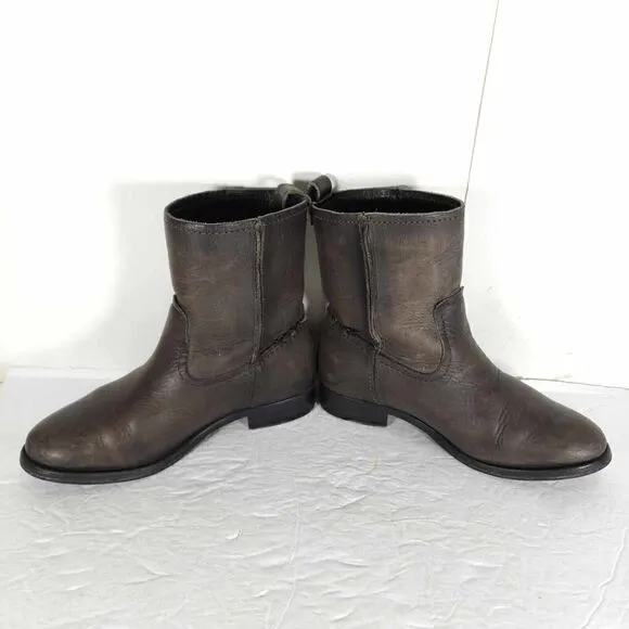 Frye Women's Melissa Slouch Short US 5,5 Brown Leather Pull On Ankle Boots