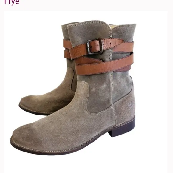 Frye Women's Shirley Suede Short Strappy Boots