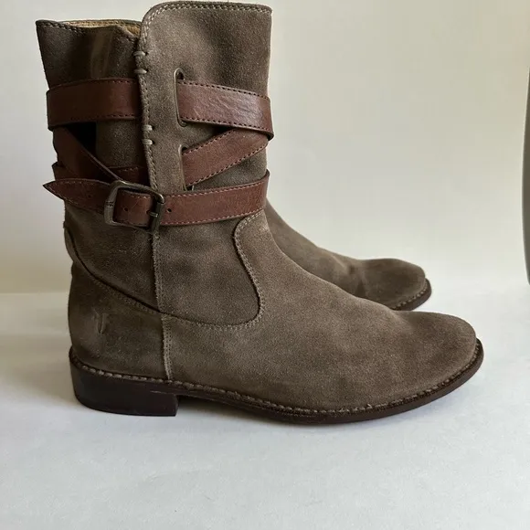Frye Women's Shirley Suede Short Strappy Boots