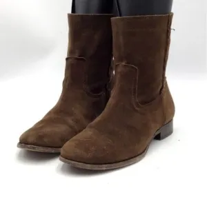 Frye Women's sz 9 Cara Short Brown Round Toe Pull On Ankle Boots 3478321-WOD …