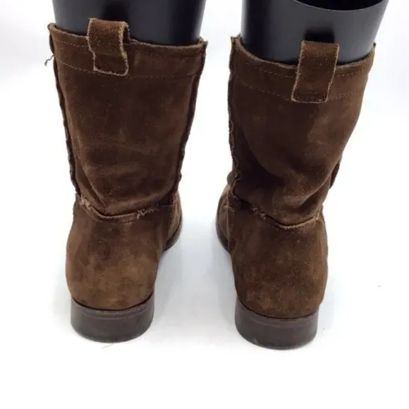 Frye Women's sz 9 Cara Short Brown Round Toe Pull On Ankle Boots 3478321-WOD …
