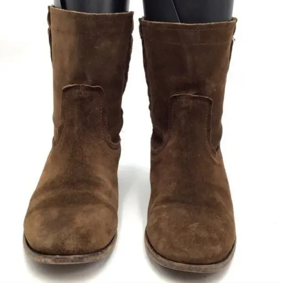 Frye Women's sz 9 Cara Short Brown Round Toe Pull On Ankle Boots 3478321-WOD …
