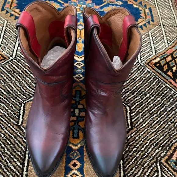 ✨FRYE✨Short Billy Boots Bootie Burnt Red EXCELLENT