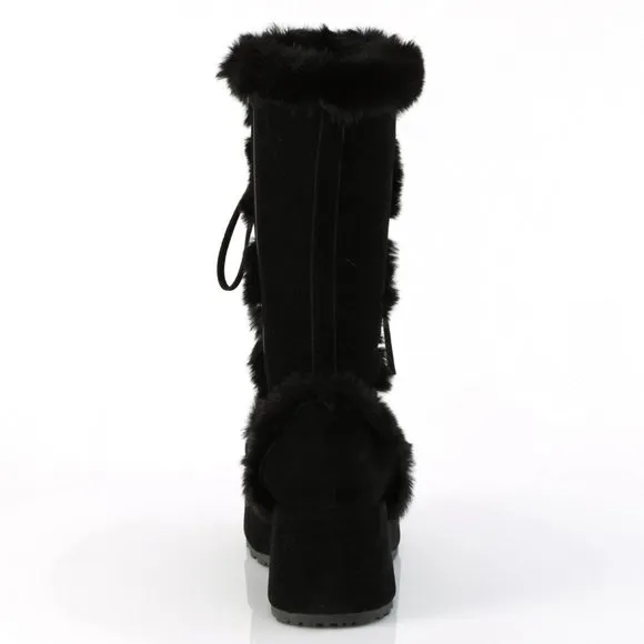 Fur Trim Platform Lace Up Boots