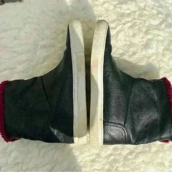 FURLA Black Megamix 100%Leather Faux Fur Ankle boots!