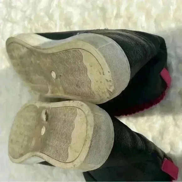 FURLA Black Megamix 100%Leather Faux Fur Ankle boots!