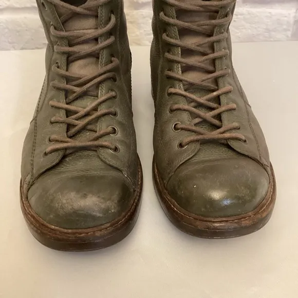G-Star Raw 9 (42) Men's Combat Leather Olive Green Boots Distressed Grunge