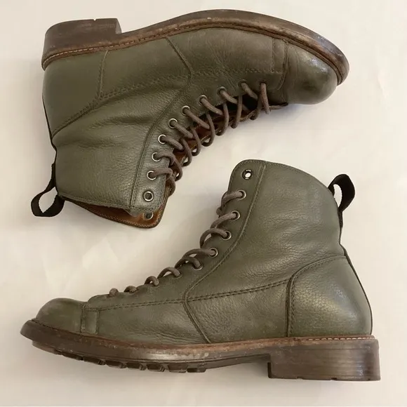G-Star Raw 9 (42) Men's Combat Leather Olive Green Boots Distressed Grunge