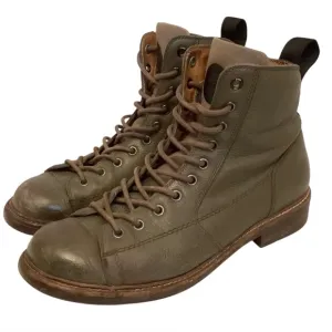 G-Star Raw 9 (42) Men's Combat Leather Olive Green Boots Distressed Grunge