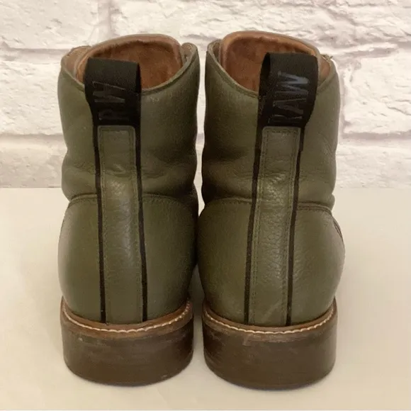 G-Star Raw 9 (42) Men's Combat Leather Olive Green Boots Distressed Grunge