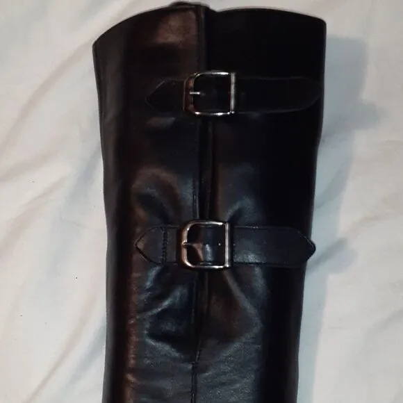 Gabor Astoria Knee High‎ Leather Buckle Boots Black